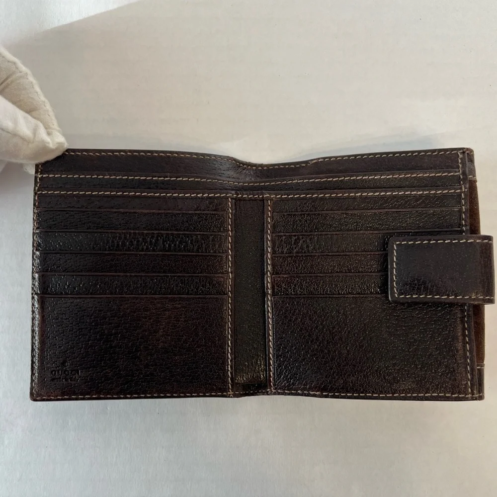 Gucci GG‎ suede, compact, leather wallet - Picture 7 of 16